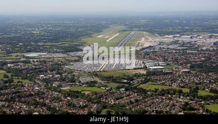 aerial view of Manchester International  Airport, UK Stock Photo