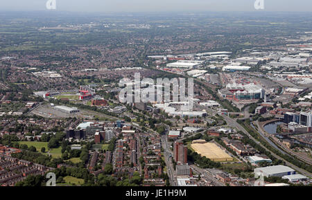 aerial view of Salford and Old Trafford, Manchester, UK Stock Photo