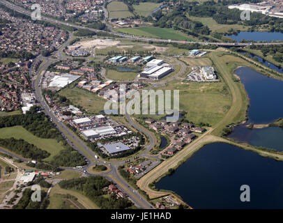 aerial view of Calder Park, Durkar, Wakefield. J39 of M1, UK Stock Photo