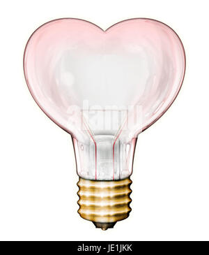 Digital illustration of heart shaped light bulb. Stock Photo