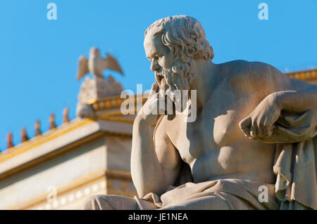 classical statue of Socrates from side Stock Photo