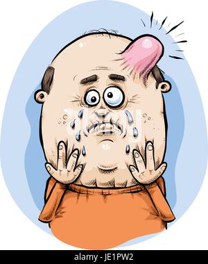 A cartoon man with a painful, swollen bump on his head. Stock Vector