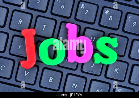 Jobs word on computer keyboard closeup Stock Photo