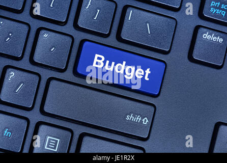 Budget word on computer keyboard button closeup Stock Photo