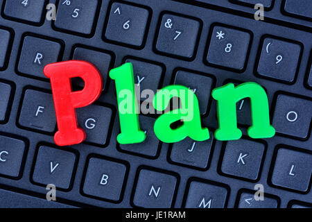 Plan word on computer keyboard closeup Stock Photo