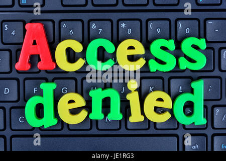Access denied word on computer keyboard closeup Stock Photo