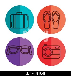 Hand drawn summer vacation icons over white background vector illustration Stock Vector