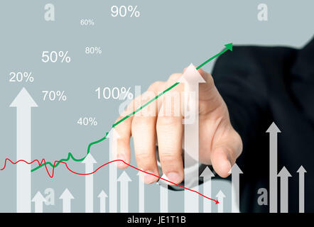 Businessman pressing an imaginary button Stock Photo