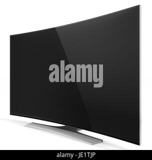 UHD Smart Tv with Curved Screen on White Background Stock Photo