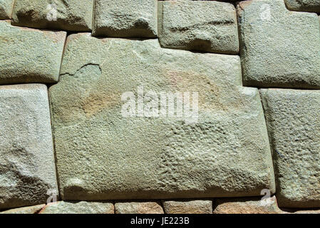 The famous 12 sided stone in old Incan stonework in Cusco, Peru Stock Photo