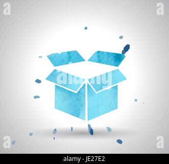watercolor Open box icon on white background . Vector illustration EPS10 Stock Vector