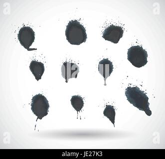 Black ink spray stains on white background . Vector illustration EPS10 Stock Vector
