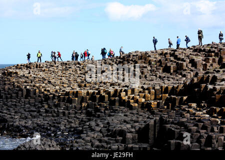 People on the Giant's Causeway, Antrim Stock Photo