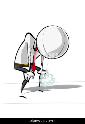 Sparse vector illustration of a of a generic Business cartoon character after a race. Stock Photo