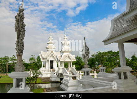 Wat Rong Khun in Chiang Rai, Thailand, the beautiful temple is integration of traditional Thai architecture and the surreal, more well-known of foreigners as the 'White Temple'. Stock Photo