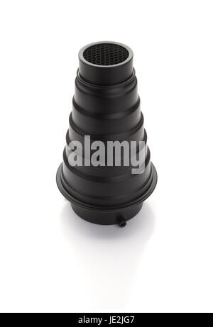 spot conical attachment for studio flash on white background no logo or trademark Stock Photo