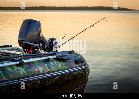 Part of a small fishing boat is waiting at the shore Stock Photo