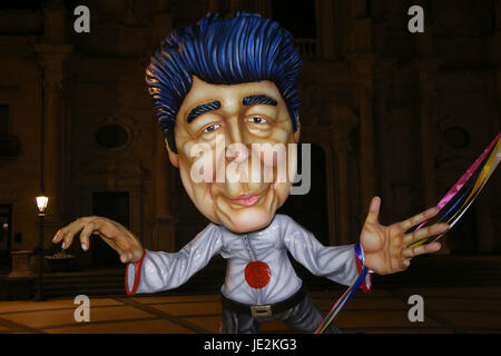 Japanese Prime Minister Shinzō Abe recreated in papier-mâché at the Piazza del Duomo in Acireale. A few days after the Taormina G7, the craftsmen of the Carnival of Acireale, the world summit of May 26 and 27 was honored with the satire and the glittering colors of the carnascial tradition. French President Emmanuel Macron, Prime Minister Paolo Gentiloni, German Chancellor Angela Merkel, US President Donald Trump, British Theresa May, Canadian Justin Trudeau (Canada) and Japanese Shinzō Abe.  Where: Acireale, Sicily, Italy When: 22 May 2017 Credit: IPA/WENN.com  **Only available for publicatio Stock Photo