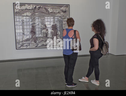 Visitors to the Grayson Perry exhibition at the Serpentine gallery in London,England,UK Stock Photo