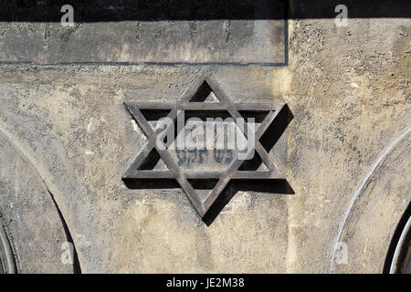 symbol of jewish star of david on the front on old building in kazimierz-district of krakow in poland Stock Photo