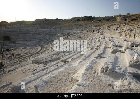 the theatro Greco near the town of Siracusa in Sicily in south Italy in Europe. Stock Photo