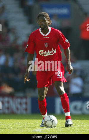 SALIF DIAO LIVERPOOL FC REEBOK STADIUM BOLTON BOLTON 16 September 2002 Stock Photo