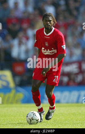 SALIF DIAO LIVERPOOL FC REEBOK STADIUM BOLTON BOLTON 16 September 2002 Stock Photo