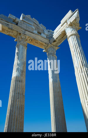 View of the Roman ruins of the temple of Apollo and Athena in Side. Lycia. Mediterranean Coast, Antalya.Turkey Stock Photo