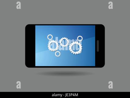 Mobile smartphone and global social communication icons graphic design. Vector abstract technology background Stock Vector
