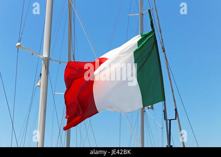 Italian Flag Flying At Yacht Mast Stock Photo Alamy