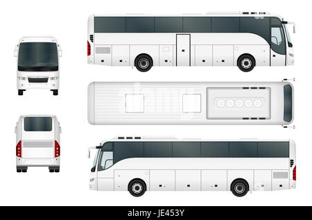 Bus template isolated on white background. All elements in groups on separate layers. Stock Photo