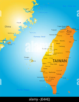 Vector color map of Taiwan Stock Photo