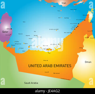 Vector color map of United Arab Emirates Stock Photo