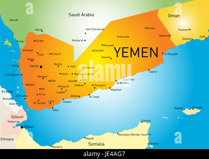 Vector color map of Yemen Stock Photo