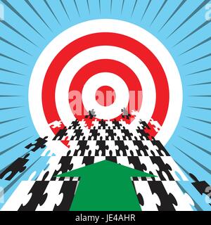 Business Concept Jigsaw Path As Teamwork To Achieve Target And Opportunity Stock Vector