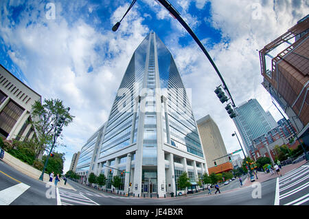 CHARLOTTE, NC, USA - October 11: Duke Energy Center on South Tryon Street onOctober 2014 in Charlotte, NC, USA. Stock Photo