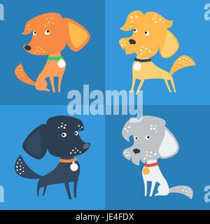 Vector Set of funny Mixed breed or mongrel dog Stock Vector