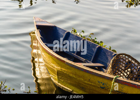 Boat on Phewa Lake in Pokhara, Nepal Stock Photo