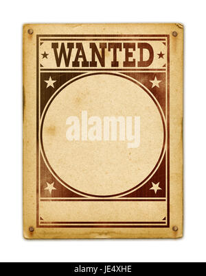Wanted poster isolated on white background Stock Photo