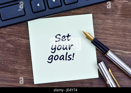 Set your goals words on notes closeup Stock Photo