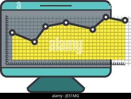 colorful silhouette of screen monitor and financial risk graphic Stock Vector
