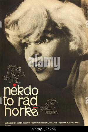 Some Like It Hot. Original Czechoslovak movie poster for american film comedy of Billy Wilder from 1959, with Marylin Monroe. Stock Photo