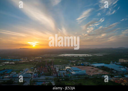 The beautiful of Sunrise at Pattaya City, in Chonburi, Thailand. Stock Photo