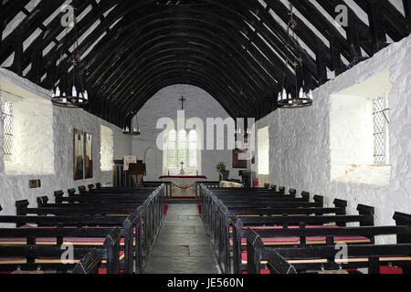 Interior Of the Medieval Church Of St Mary's, Caerhun, Wales Stock Photo