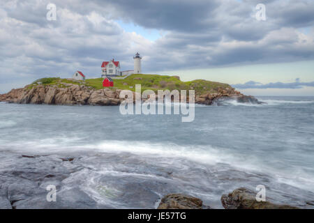 Cape Neddick Lighthouse on Nubble Island in York, Maine Stock Photo