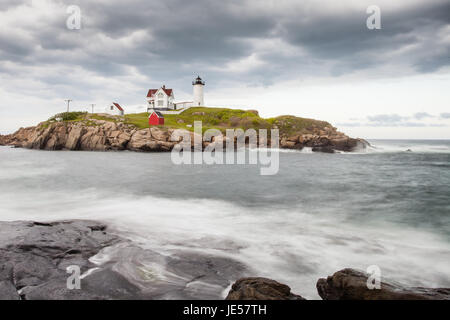 Cape Neddick Lighthouse on Nubble Island in York, Maine Stock Photo