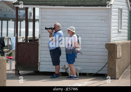 Southwold, Suffolk, England,UK. 21 June 2017 The gentile British seaside resort of Southwold on the Suffolk coast has a wonderful pier and miles of be Stock Photo