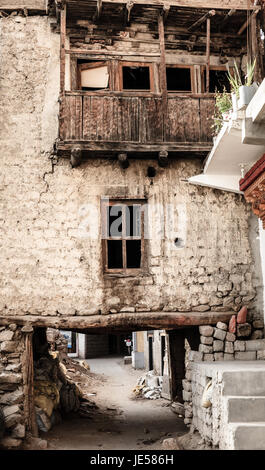 A street in residential area of Leh, Ladakh district of Kashmir, India Stock Photo