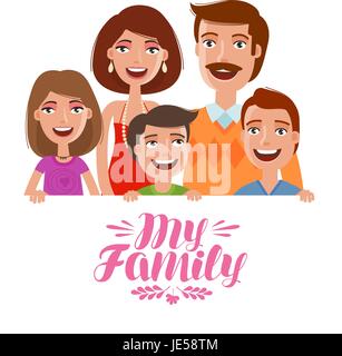 Happy family. People, parents and children concept. Cartoon vector illustration Stock Vector