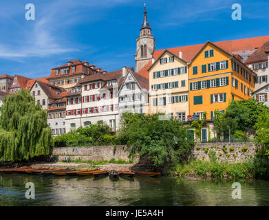 Houses on the Neckar river, old town, Tuebingen, Swabian Alb, Baden-Wuerttemberg, Germany, Europe Stock Photo